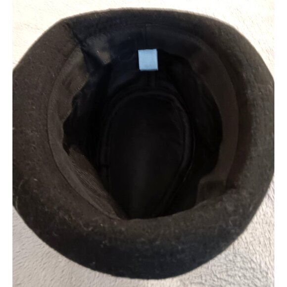 Ladies Felt Wool Black Derby Hat brown Flower Accents size M/L - Picture 3 of 4